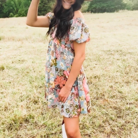 Anthropologie Entro Babydoll Floral Mini Dress - Picture 1 of 10